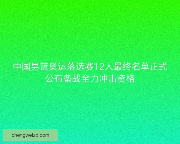 中国男篮奥运落选赛12人最终名单正式公布备战全力冲击资格