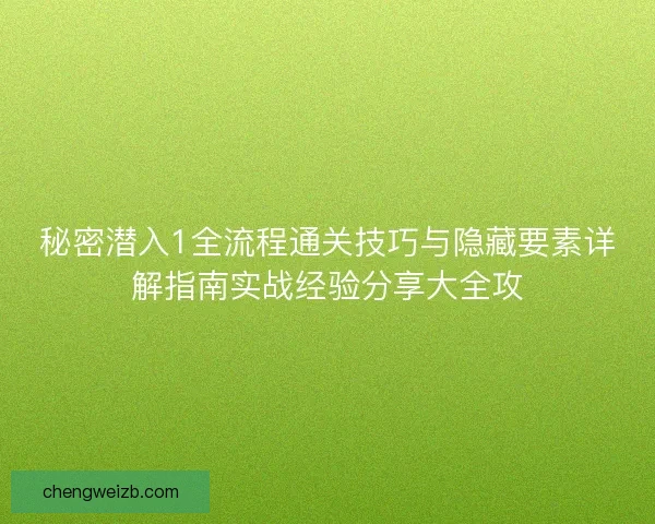 秘密潜入1全流程通关技巧与隐藏要素详解指南实战经验分享大全攻