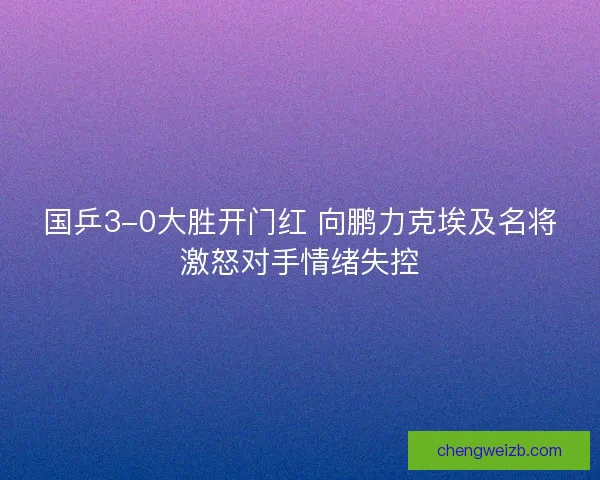 国乒3-0大胜开门红 向鹏力克埃及名将激怒对手情绪失控